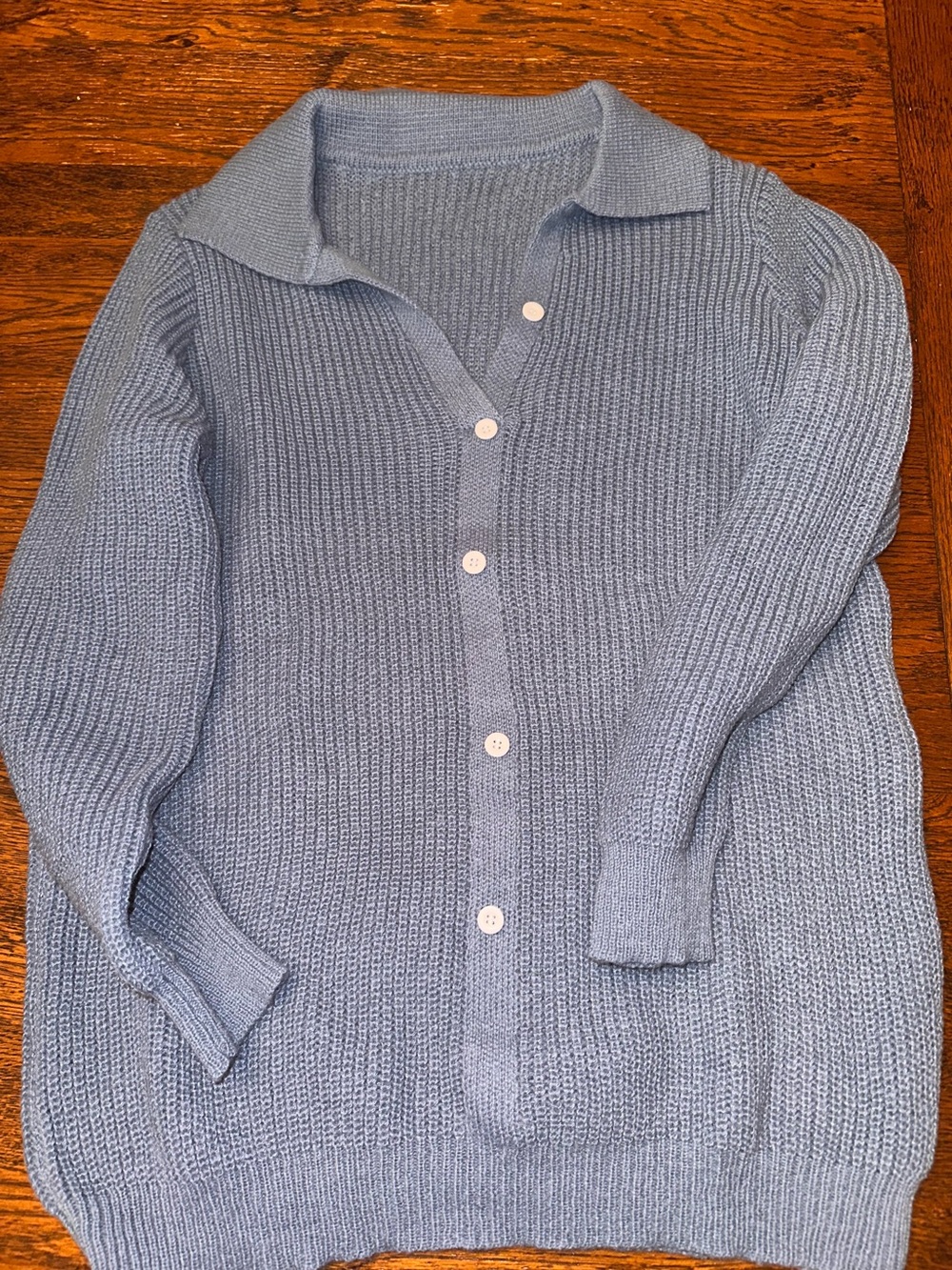NWOT Classic Collared Button-Front Women's Cardigan Sweater - Blue